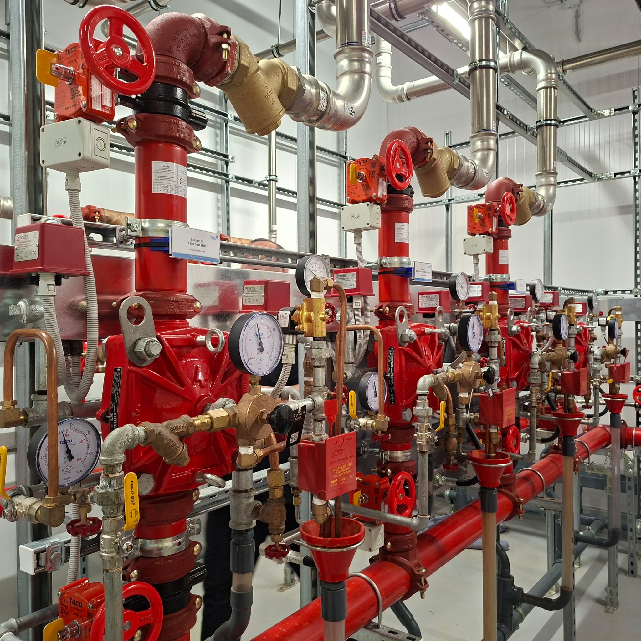 TYCO Deluge Control Valve with high pressure gauges and manual trigger latch